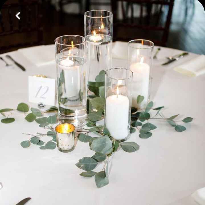 Pillar candles and greenery for centerpieces 1