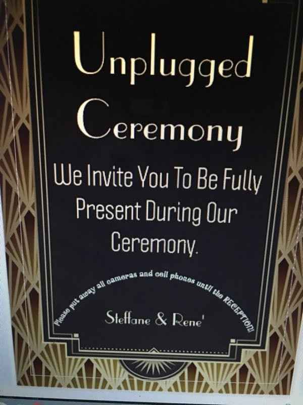 Unplugged ceremony sign rude?