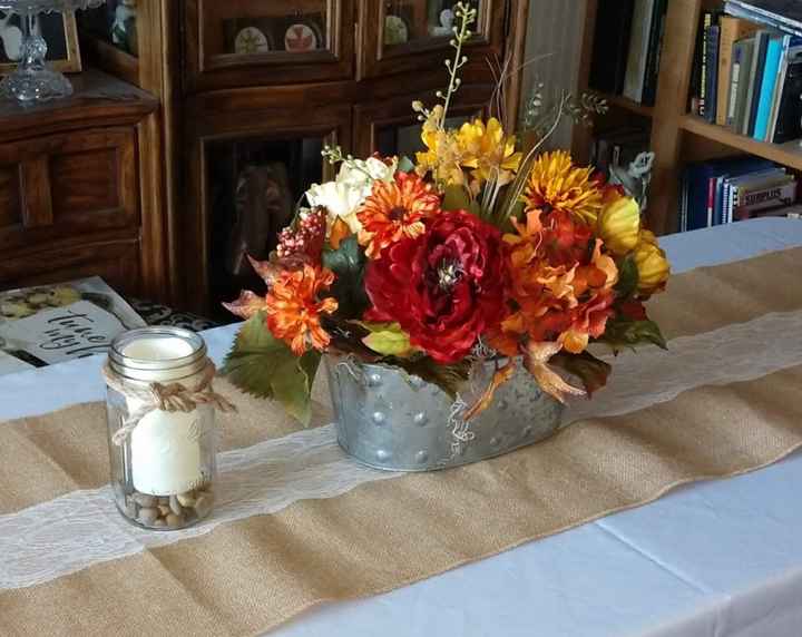 Flowers from thrift store mixed with flowers from craft store!