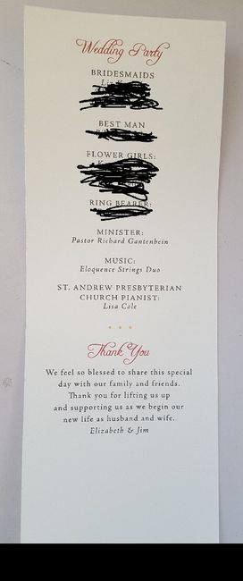 The order of things for the not so 30 minute ceremony - 2