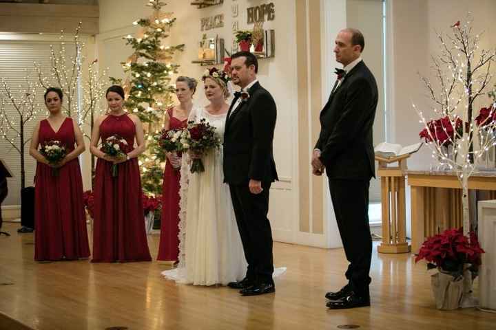 Really short couple, really tall officiant - 2