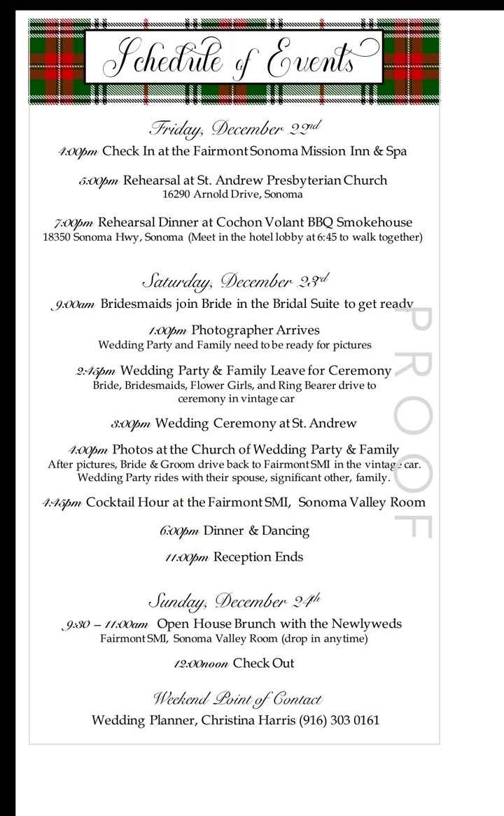Welcome bag itinerary - 1