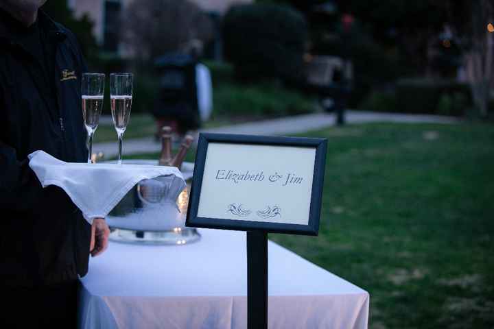 Attendants greeted our guests with champage as they arrived for the cocktail hour/reception