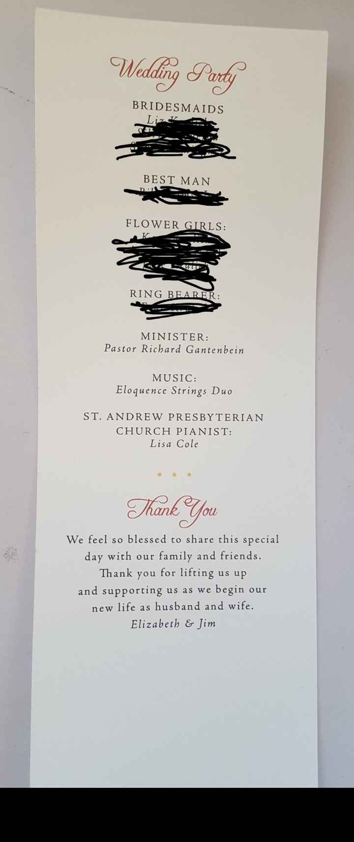 Programs for the wedding? - 2
