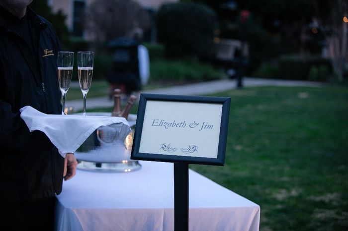 Attendants greeted our guests with champage as they arrived for the cocktail hour/reception