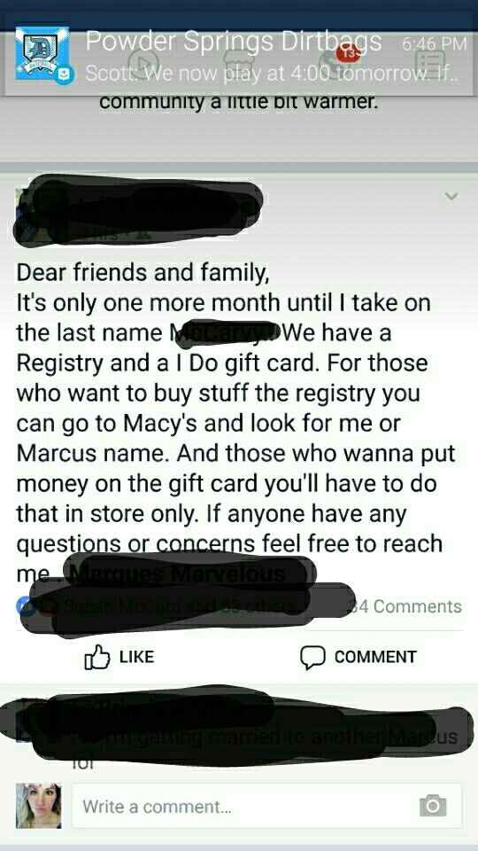 You want a gift but I'm not invited?