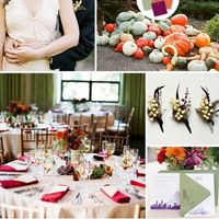 Sage,eggplant, and dark orange colors