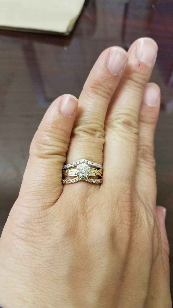Help choosing wedding band that complements my E-ring