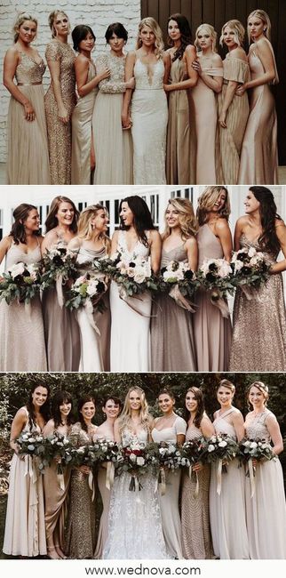 mixed bridesmaid dresses - Sequin, Beaded, Silk, velvet - 1