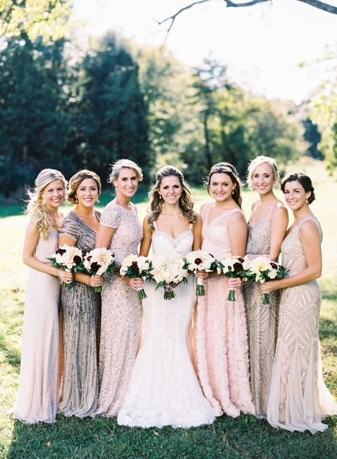 mixed bridesmaid dresses - Sequin, Beaded, Silk, velvet - 2