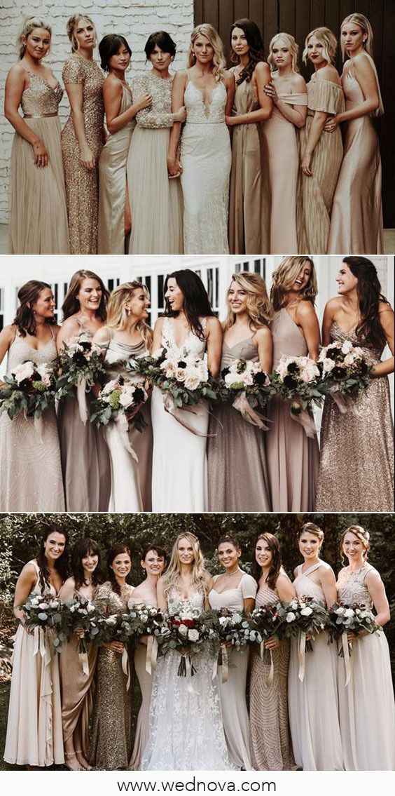 mixed bridesmaid dresses - Sequin, Beaded, Silk, velvet 1
