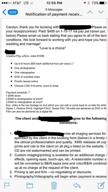 Trying to Get Wedding Photos - Contract Advice Needed
