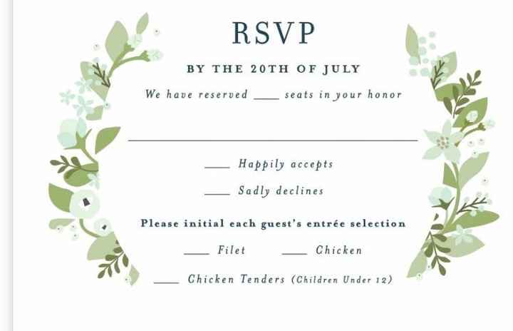 Kids meal on response cards?