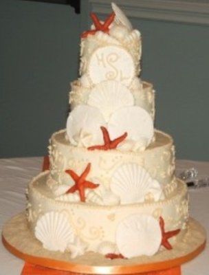 Beach wedding cake that looks like sand...