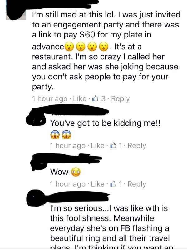 Guests Paying for Engagement Party