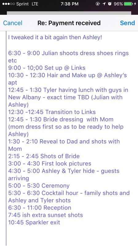 wedding day timeline