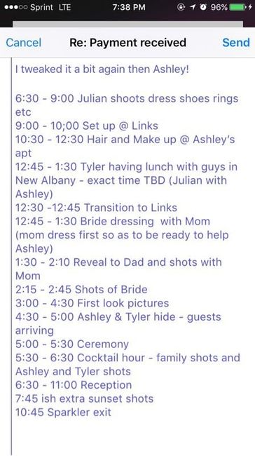 wedding day timeline
