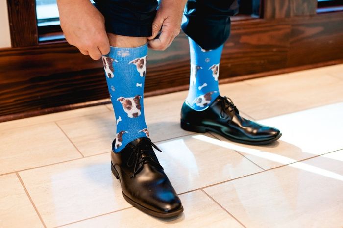 Grooms gift- Socks with his dogs face on them. Love!