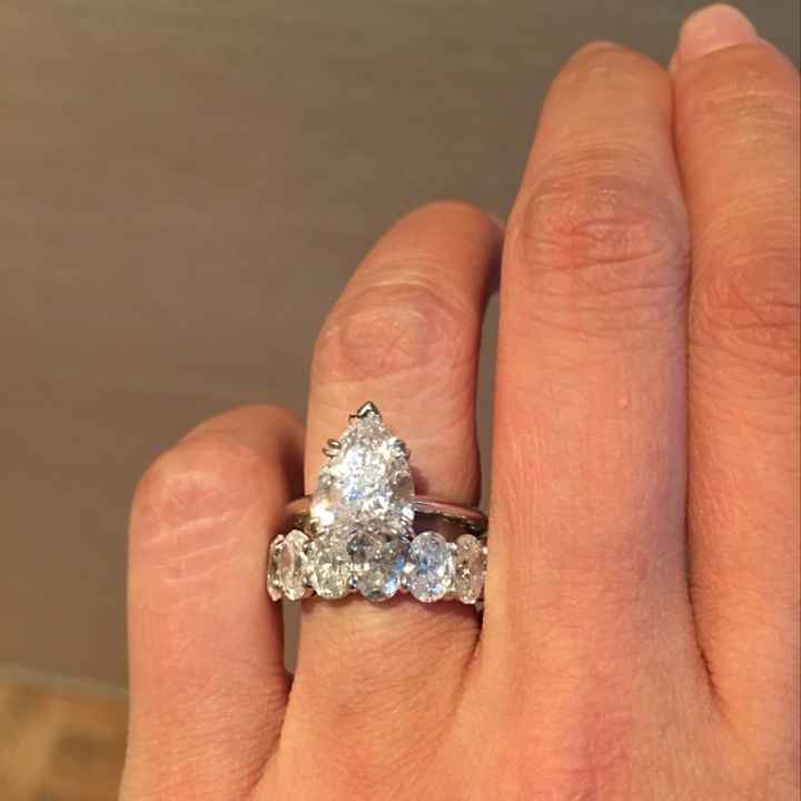 Stacked wedding bands.