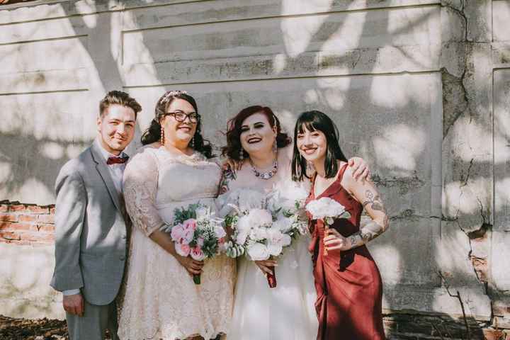 My wife & I with her maid of honor & my man of honor