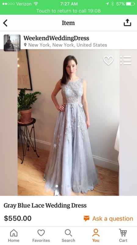 Buying my dress on Etsy