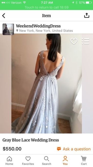 Buying my dress on Etsy