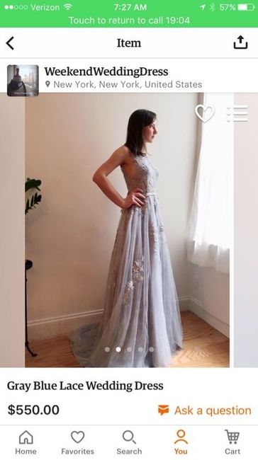 Buying my dress on Etsy