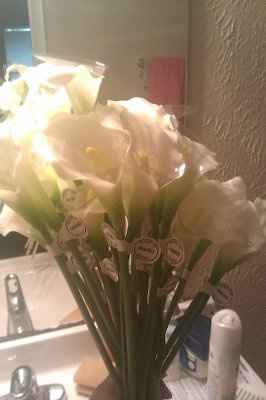 Decided to go with white calla lillies for DIY bouquets, but need accent flowers.