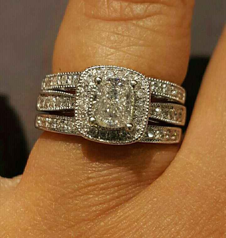 Ladies with cushion halo engagement rings