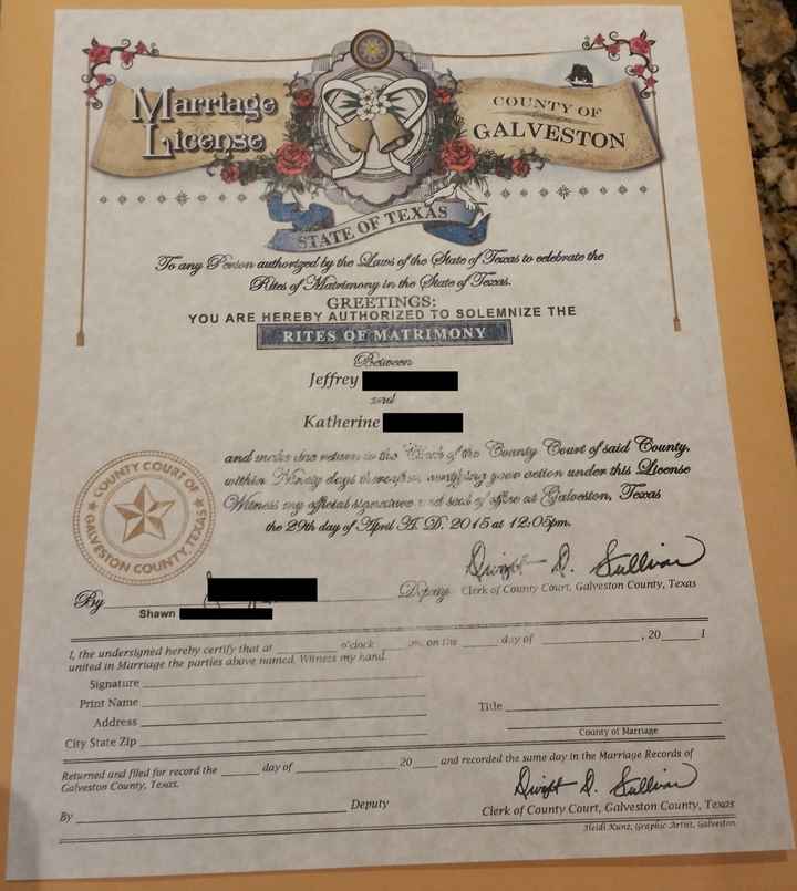 Got the marriage license!