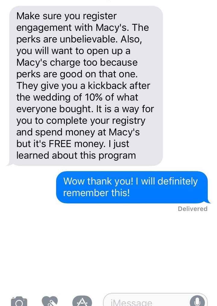 If interested--Macy's registry perks