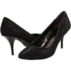 small heel black glitter shoes