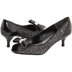 small heel black glitter shoes