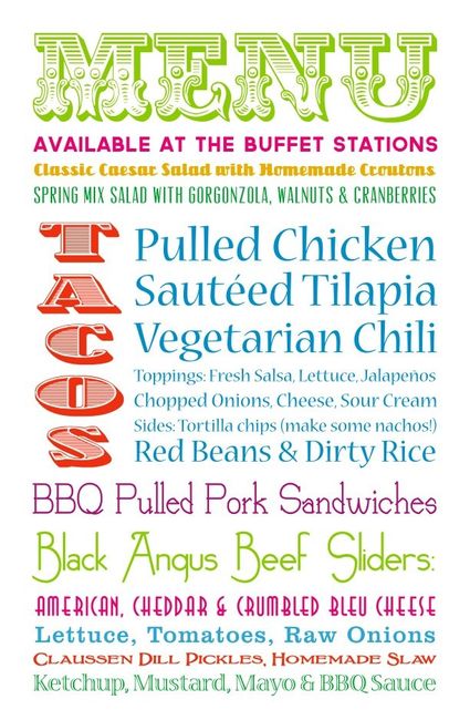 Dinner menu