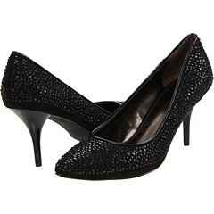small heel black glitter shoes