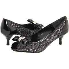 small heel black glitter shoes