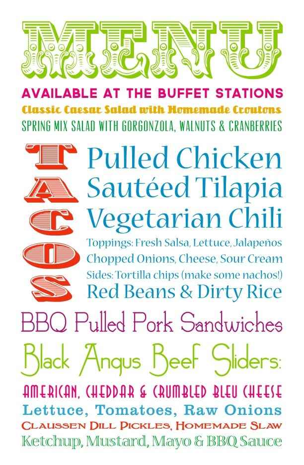 Dinner menu