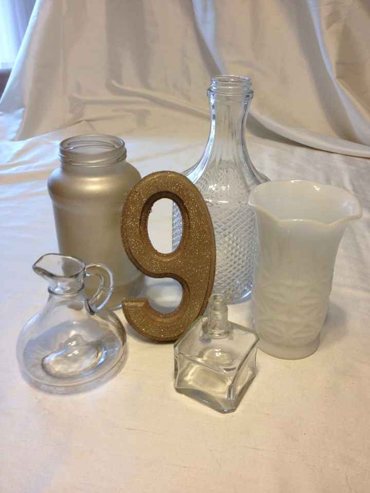 Centerpiece Mock-up - "Leaning" Table Numbers - Lots of Pics!