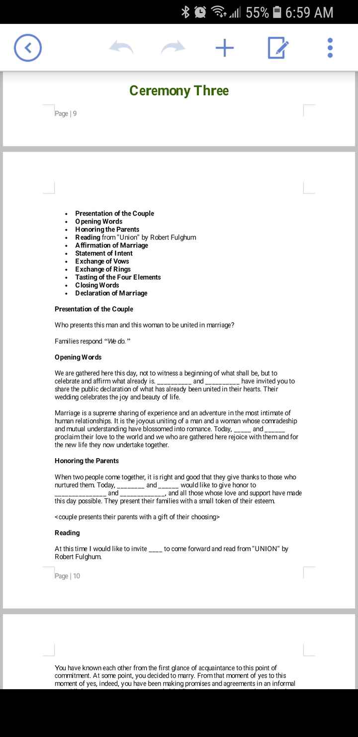 Two officiants - script examples - 8