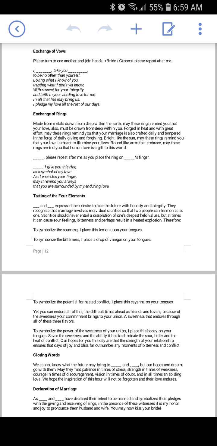 Two officiants - script examples - 10