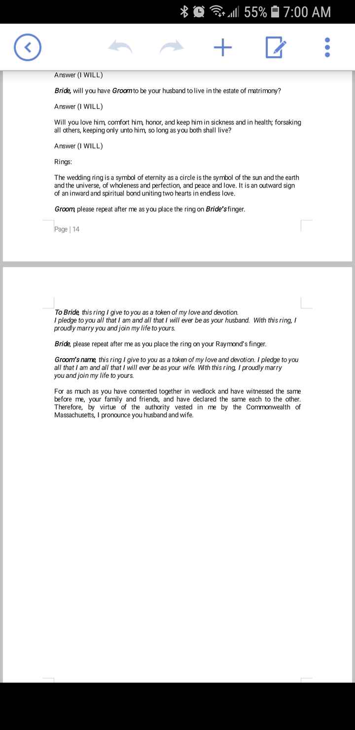 Two officiants - script examples - 13