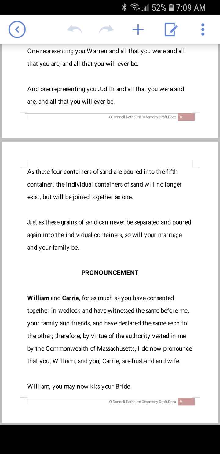 Two officiants - script examples - 7