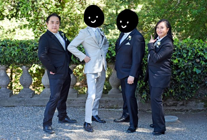 Groomsmen wearing different brand black suits? Does anyone have pics like this? 4