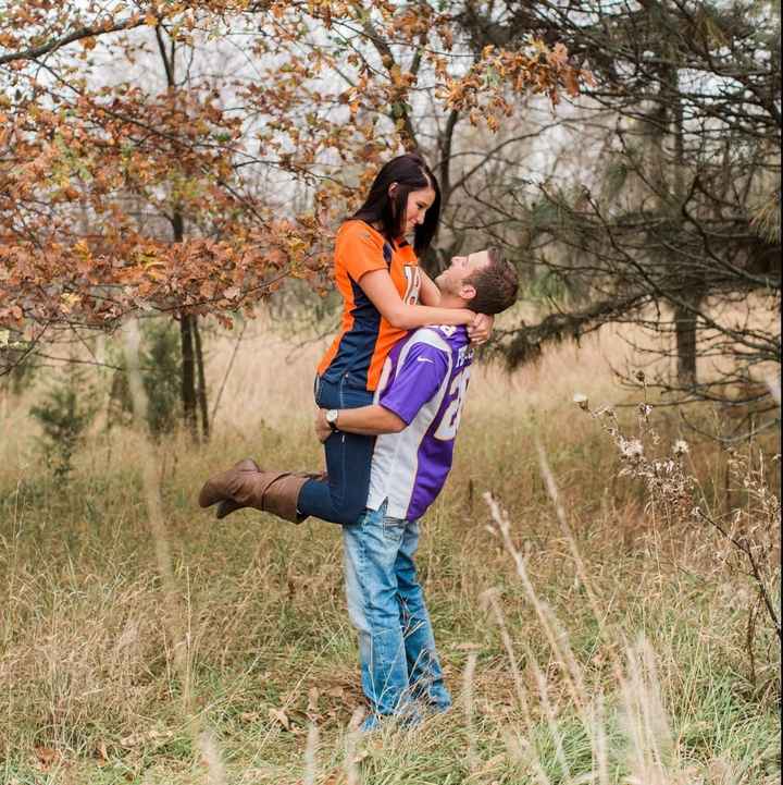 Sports-related engagement/wedding photos