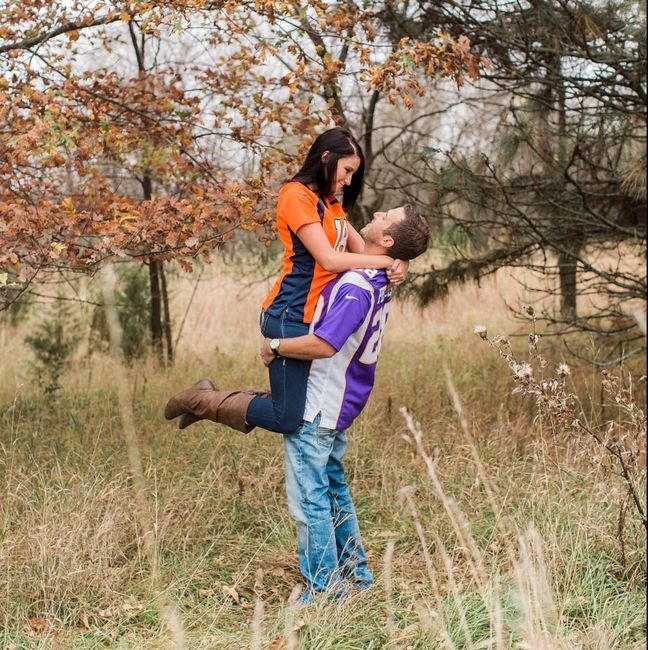 Sports-related engagement/wedding photos