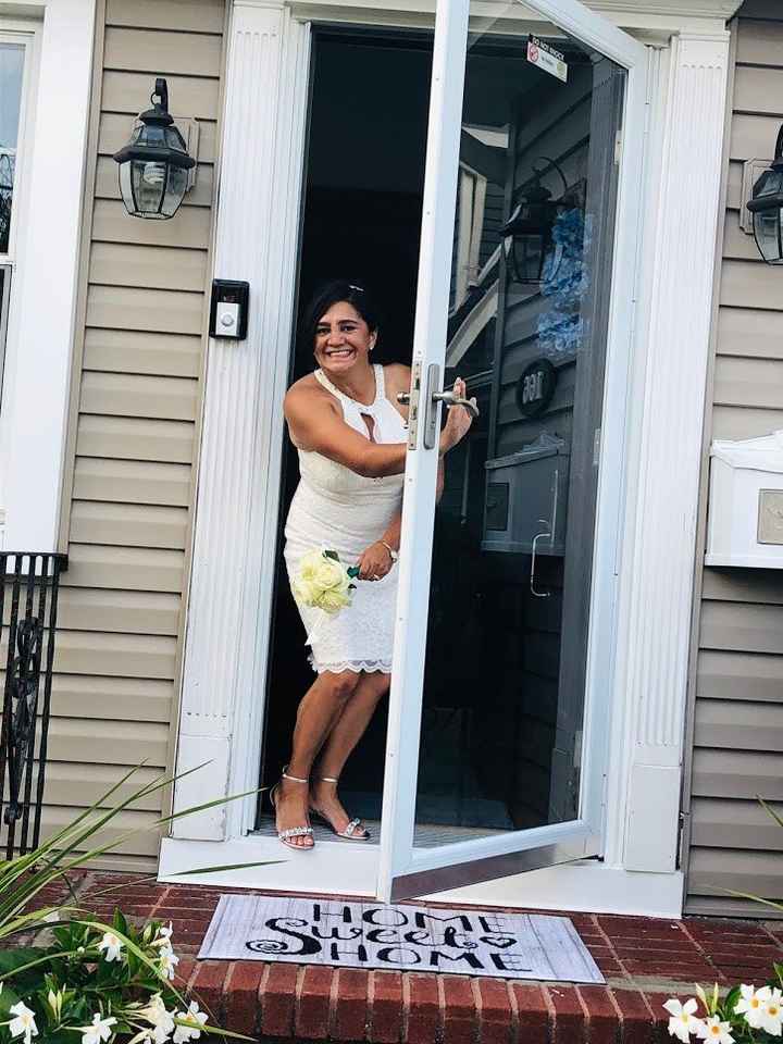Leaving my house to the wedding ceremony.