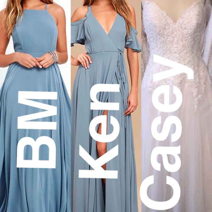 What color goes best with blush/champagne wedding dress