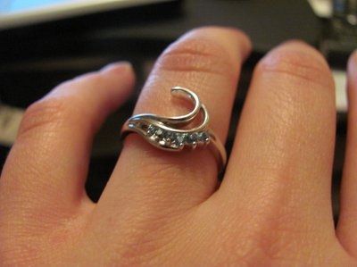 E-ring tacked to wedding band...  PICS!