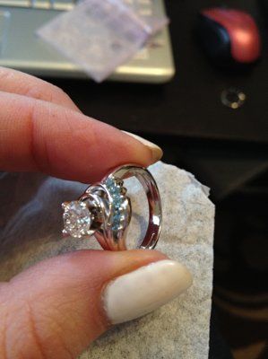E-ring tacked to wedding band...  PICS!