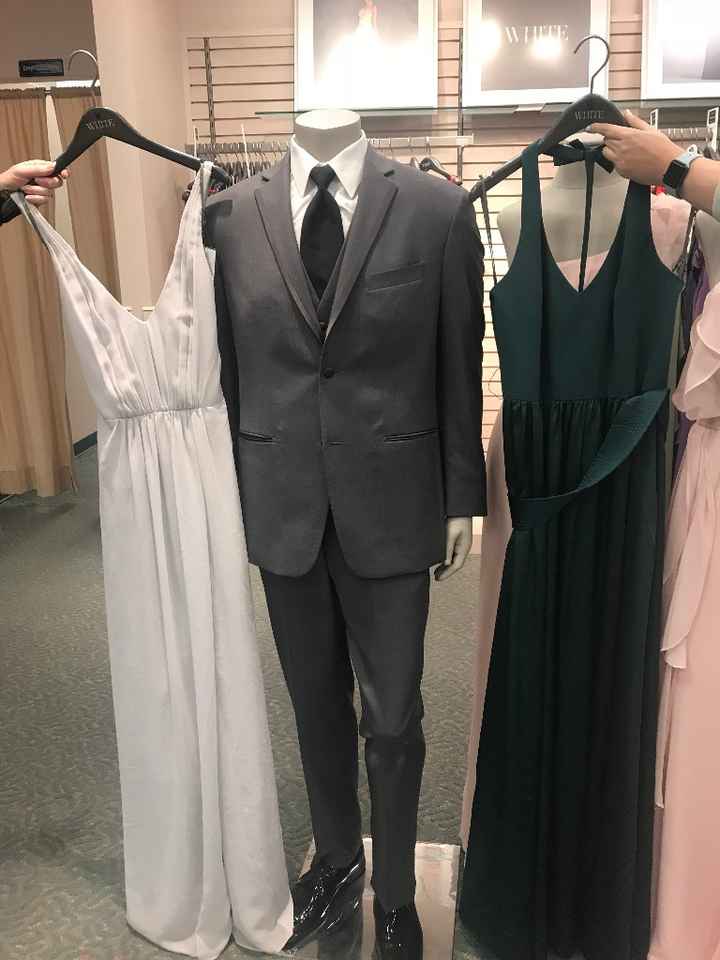 Sterling Silver Vs Dark Green (Next to Groomsmen Tuxedo)
